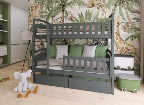 IGNAŚ 80x190 graphite bunk bed Lano Furniture
