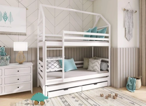 DALIA 90x180 white house bunk bed Lano Furniture