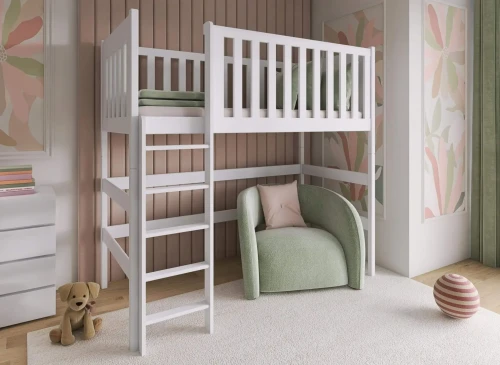 LAURA 80x190 white loft bed Lano Furniture