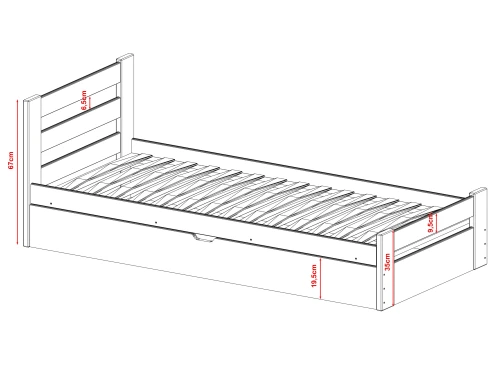 NELA 80x160 pine children's bed Lano Furniture