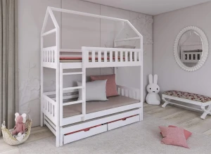 IGA 90x190 white house bunk bed Lano Furniture