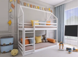 AXEL 90x180 white house bunk bed Lano Furniture
