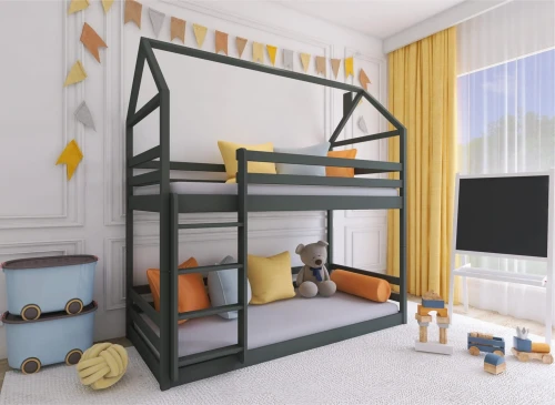 AXEL 90x190 graphite house bunk bed Lano Furniture