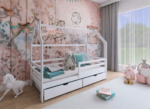 LILA 80x180 white children's house bed Lano Furniture