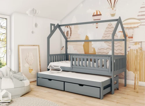MONKEY 90x200 graphite children's house bed Lano Furniture