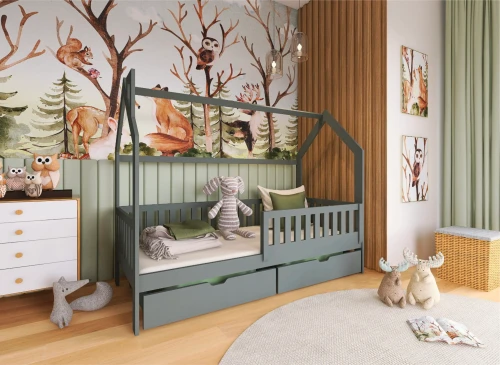 NATAN 90x200 graphite children's house bed Lano Furniture