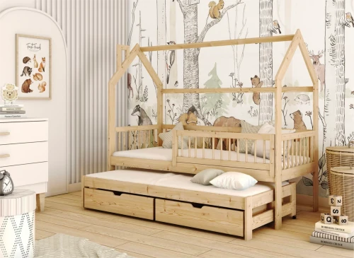Lano Meble PAPI Çam Ağacı Çocuk Evi Yatağı 90x200