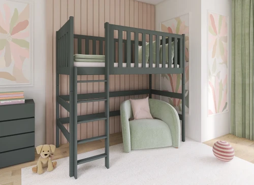 LAURA 90x200 graphite loft bed Lano Furniture