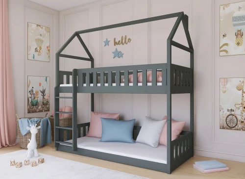 POLA 90x180 graphite bunk bed Lano Furniture
