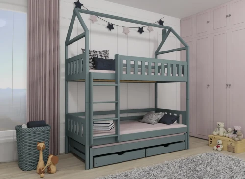 IGA 80x190 grey house bunk bed Lano Furniture