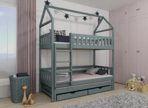 IGA 90x180 grey house bunk bed Lano Furniture