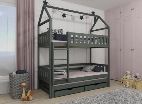 IGA 90x180 graphite house bunk bed Lano Furniture