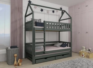 IGA 90x190 graphite house bunk bed Lano Furniture