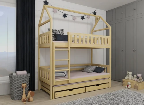 IGA 80x200 pine house bunk bed Lano Furniture