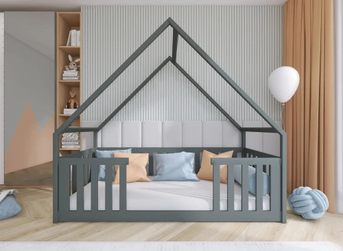 BEE 90x190 Grafit Çocuk Ev Yatağı Lano Meble