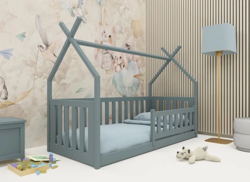 BOGUŚ 90x200 grey Montessori floor cot tipi bed Lano Furniture