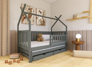 TYTUS 80x160 graphite double trundle tipi bed Lano Furniture