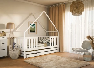 MAGIC 80x180 white double trundle house bed Lano Furniture