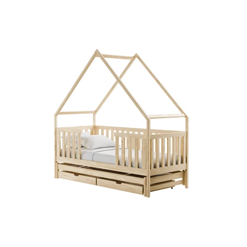 MAGIC 90x200 pine double trundle house bed Lano Furniture
