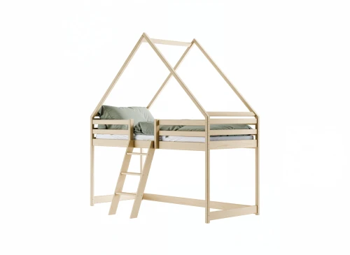 MOON 80x180 pine children's house loft bed Lano Furniture