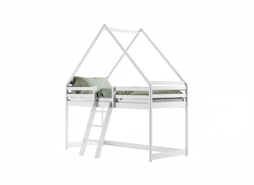 MOON 90x200 white children's house loft bed Lano Furniture