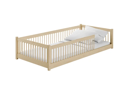 PEDRO 80x180 unvarnished wood Montessori floor bed for children Lano Furniture