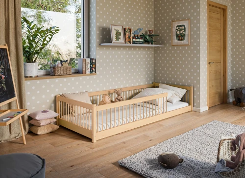 PEDRO 80x180 boyasız ahşap montessori çocuk yer yatağı Lano Meble