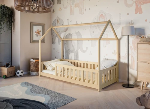 NOAH 90x200 pine Montessori floor house bed for children Lano Furniture