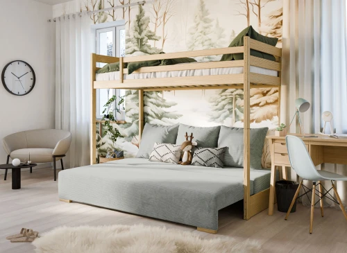 SOFINO 90x200/140x200 Çam Ranza Yatak, Açılır Gri Kanepeli, Zoom 15 Sage Kumaş - Lano Meble