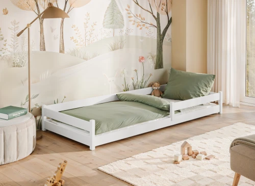 ALIS 90x200 white Montessori floor bed for children Lano Furniture