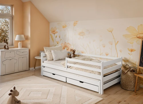 HABI 90x200 white double trundle children's bed Lano Furniture