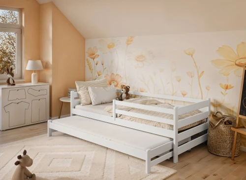 HABI 90x200 white double trundle children's bed Lano Furniture