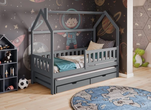 MONKEY 90x200 grey children's house bed Lano Furniture
