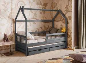 PAPI 80x180 graphite children's house bed Lano Furniture