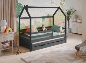DANEK 90x190 graphite children's house bed Lano Furniture