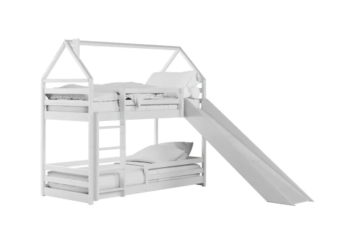 PLAY 90x200 white bunk bed with slide Lano Furniture