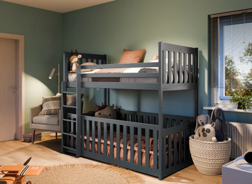 CRIS 80x160 graphite bunk bed Lano Furniture