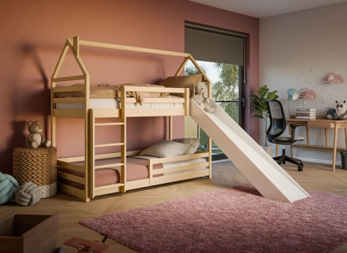 PLAY 80x200 pine bunk bed with slide Lano Furniture