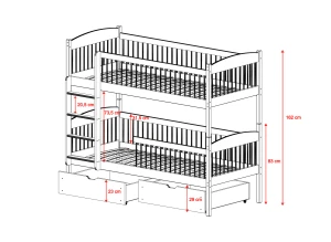 LUNA 80x180 pine bunk bed Lano Furniture