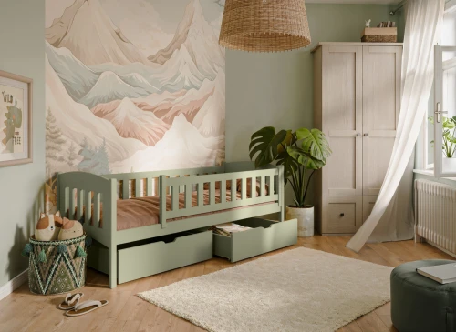 GUCIO 80x180 olive green single children's bed Lano Furniture