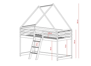 MOON 80x180 olive green children's house loft bed Lano Furniture