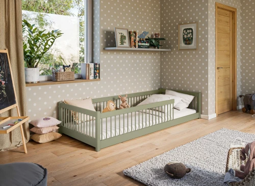 PEDRO 90x200 olive green Montessori floor bed for children Lano Furniture
