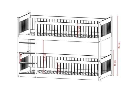 BOSTON 90x190 graphite bunk bed Lano Furniture
