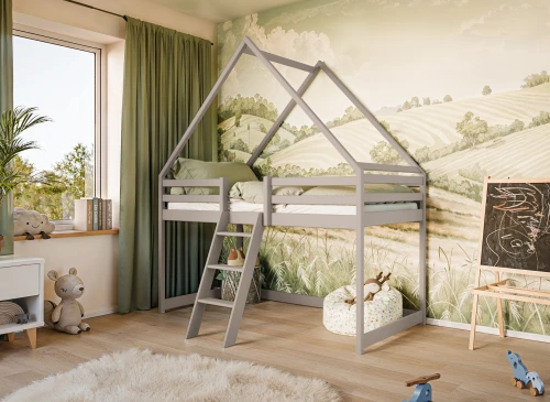 MOON 80x180 cashmere children's house loft bed Lano Furniture