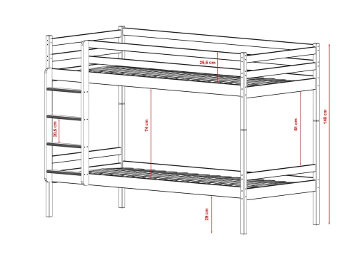 NICO 90x200 cashmere bunk bed Lano Furniture