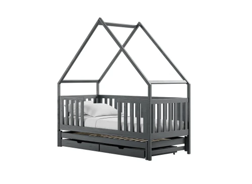 MAGIC 90x200 graphite double trundle house bed Lano Furniture