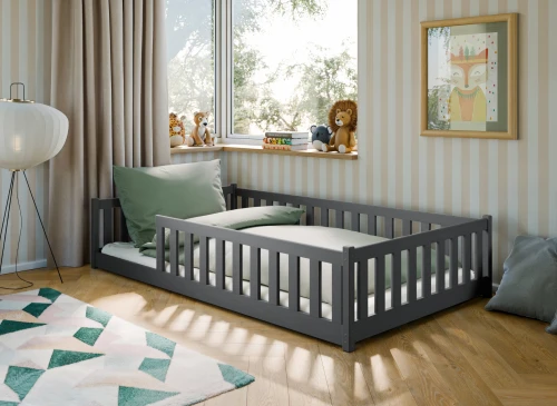 OTIS 120x200 graphite Montessori floor bed for children Lano Furniture