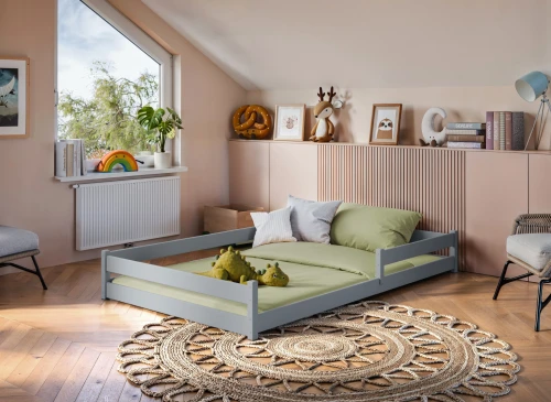 ZOFIA 120x200 grey Montessori floor bed for children Lano Furniture