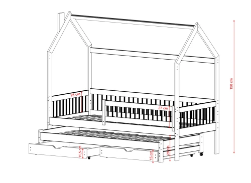PAPI 80x160 çam çocuk ev yatağı - Lano Meble