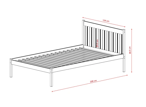 TEEN 120x200 White Single Bed for Teenagers Lano Furniture